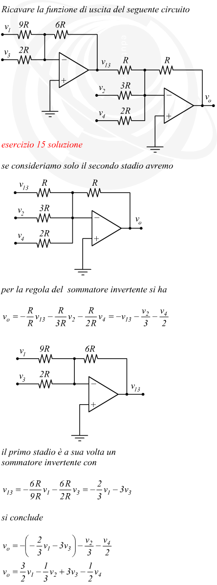 circuito con amplificatore operazionale che realizza una funzione specifica