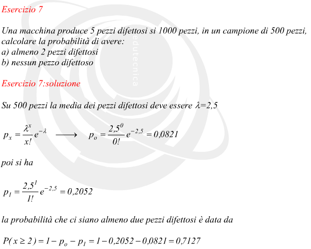 probabilit di difettosit di pezzi industriali con distribuzione di Poisson