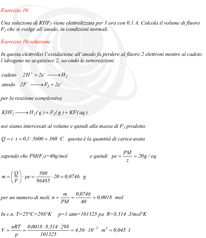 esercizio elettrolisi con KHF2