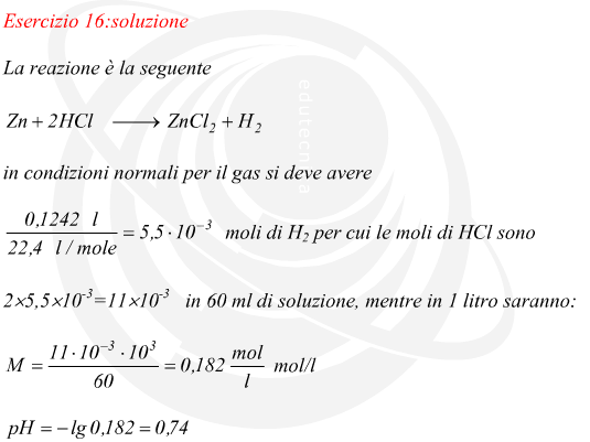 concentrazione soluzione HCl per ottenere un dato volume di H2