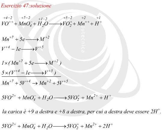 Reazione di ossido-riduzione permanganato con biossido di vanadio