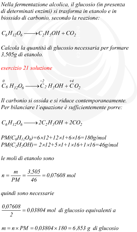 glucosio necessario per formare una data quantit di etanolo