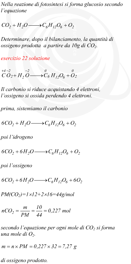 fotosintesi ossigeno prodotto partendo da una data quantit di anidride carbonica