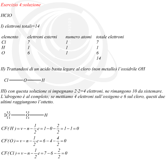 formula di struttura acido ipocloroso HClO