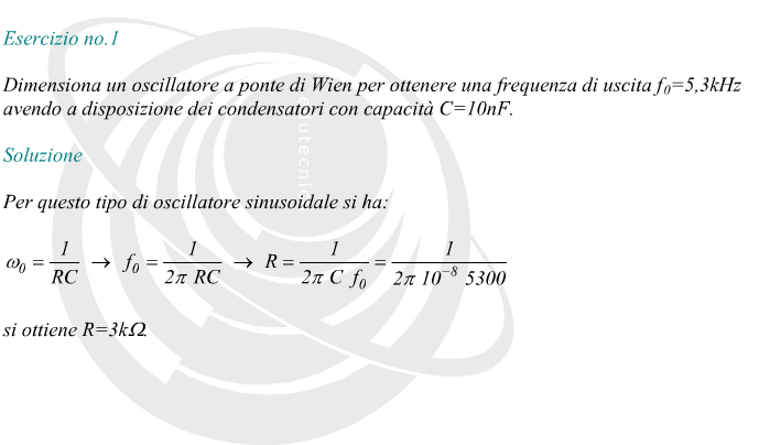 Dimensionare un oscillatore a ponte di Wien