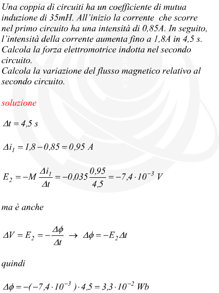 Calcolo della variazione di flusso concatenatoal secondario di due circuiti accoppiati