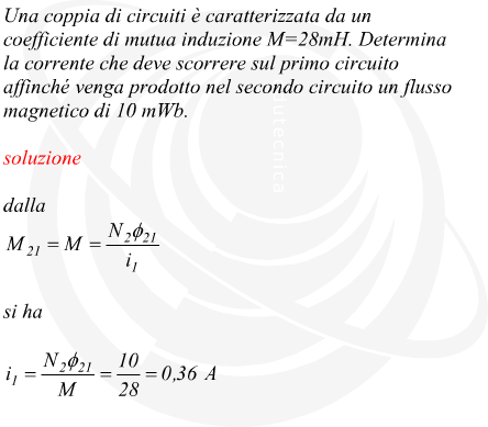 Corrente al primario noto il flusso concatenato al secondario e coefficiente di mutua induzione