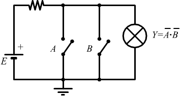 circuito elettrico per funzione NOT