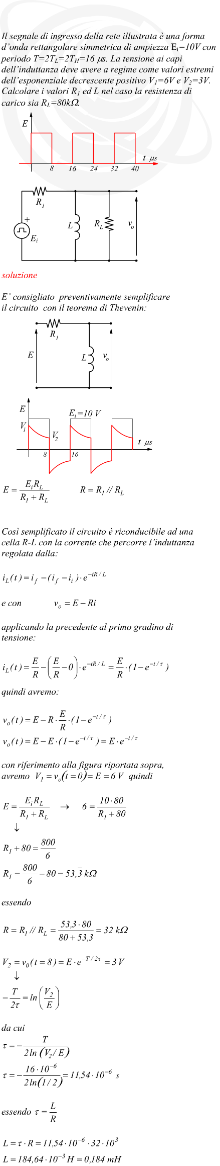 Circuito RL soggetto ad un treno di onde quadre