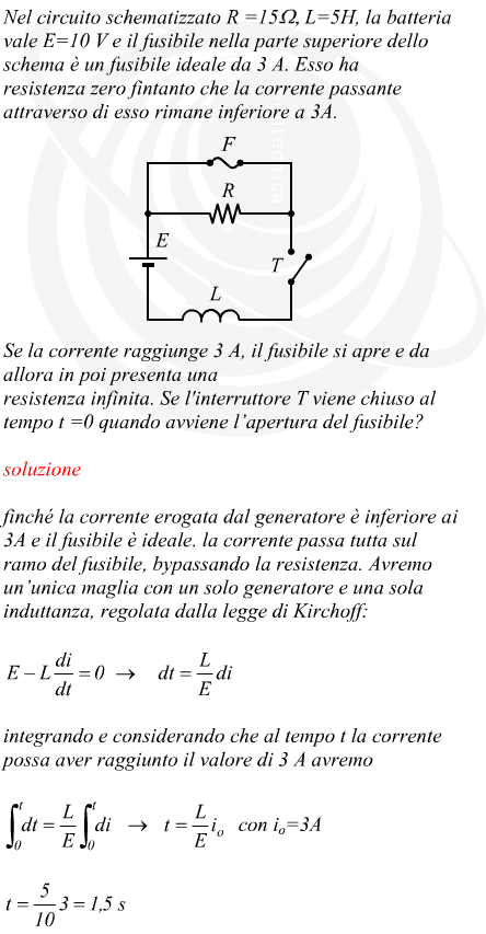 Circuito con resistenza induttore e fusibile