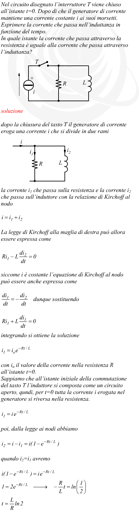 Andamento della corrente in un parallelo RL