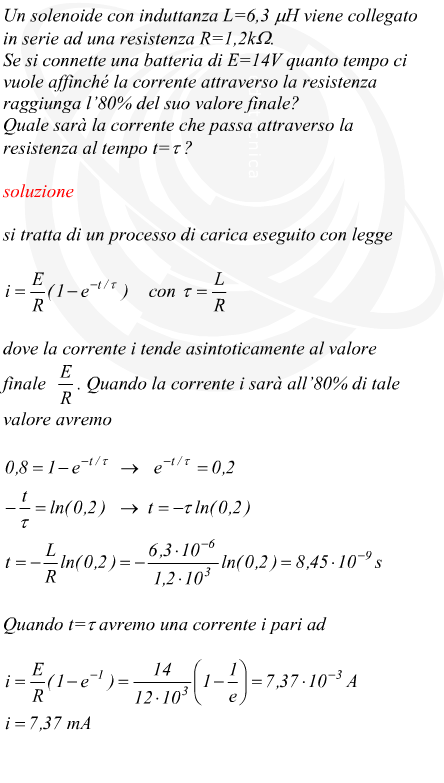Transitorio di accensione di un circuito ohmico - induttivo