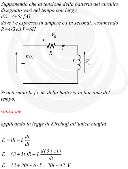 Circuito con resistenza ed induttore - andamento della tensione nel tempo