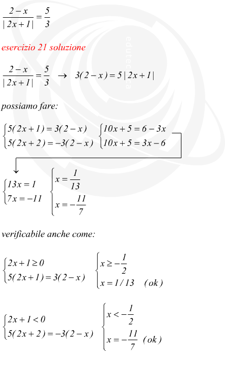 equazioni con modulo risolte