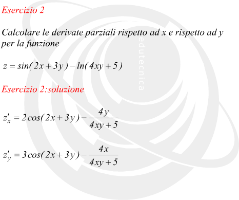 Calcolare le derivate parziali per una funzione a due variabili