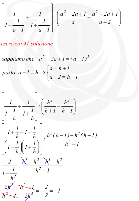 divisione di frazioni algebriche e monomi frazionari