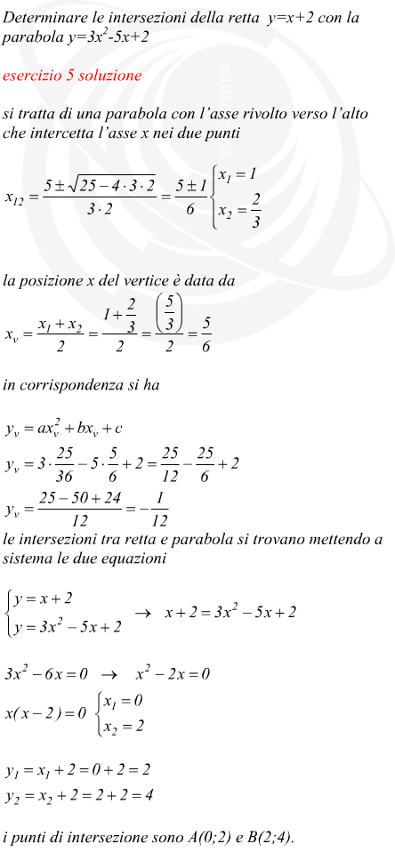 intersezioni di una retta con una parabola