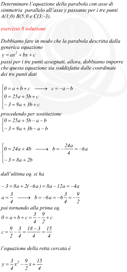 Parabola passante per tre punti assegnati