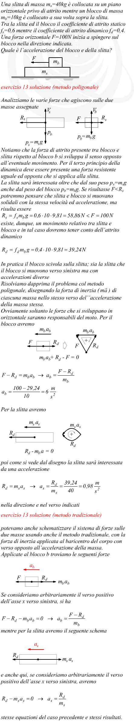 Slitta con blocco e attrito su piano orizzontale