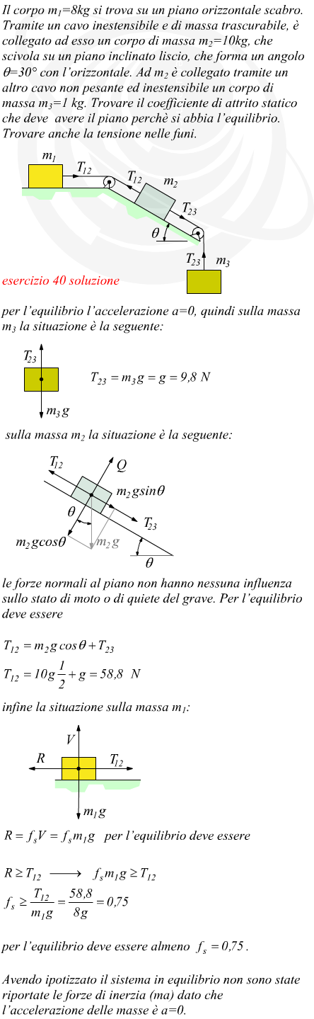 coefficiente di attrito che assicura l'equilibrio di un sistema di masse