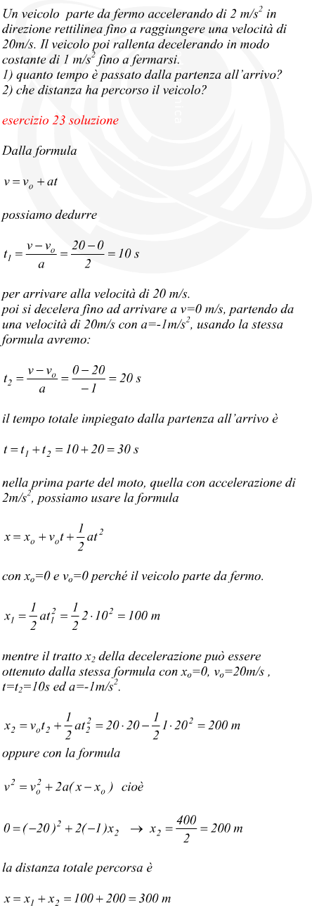 tempo e spazio percorso in moto accelerato
