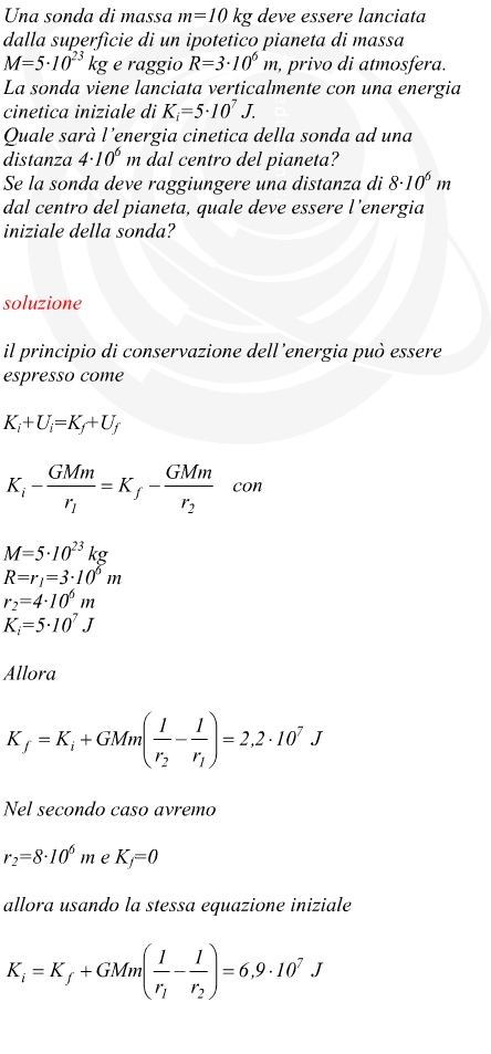 Energia di una sonda che deve essere lanciata da un pianeta