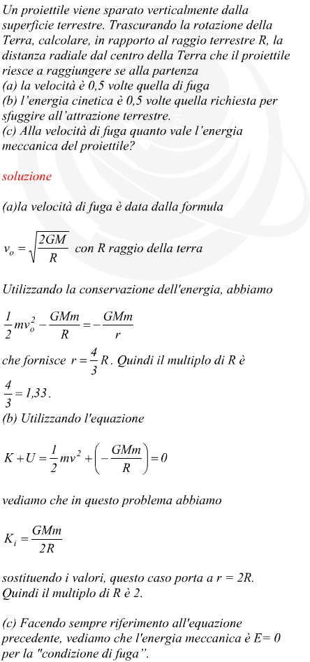 Velocit di fuga di un proiettile lanciato verticalmente