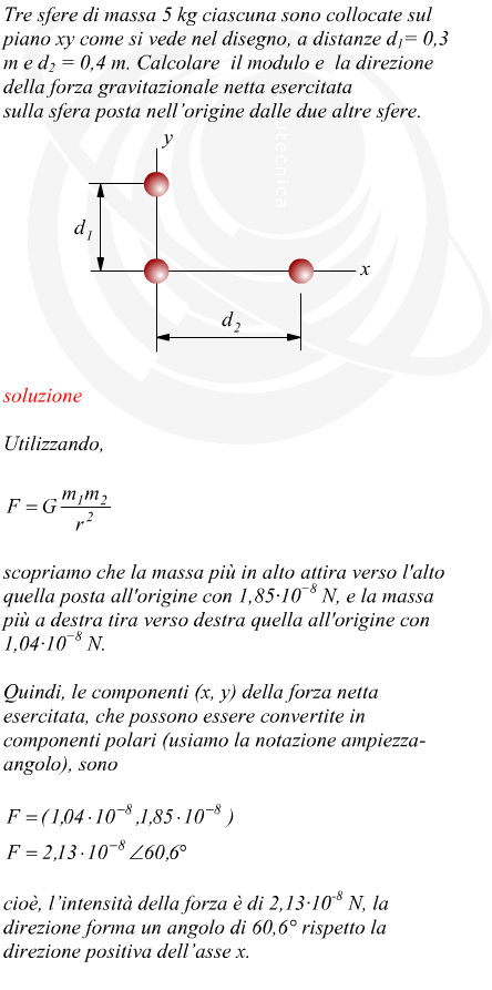 Risultante della forza gravitazitazionale di un sistema di tre sfere