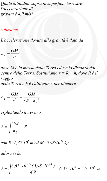 Altitudine necessaria a dimezzare l'accelerazione di gravit