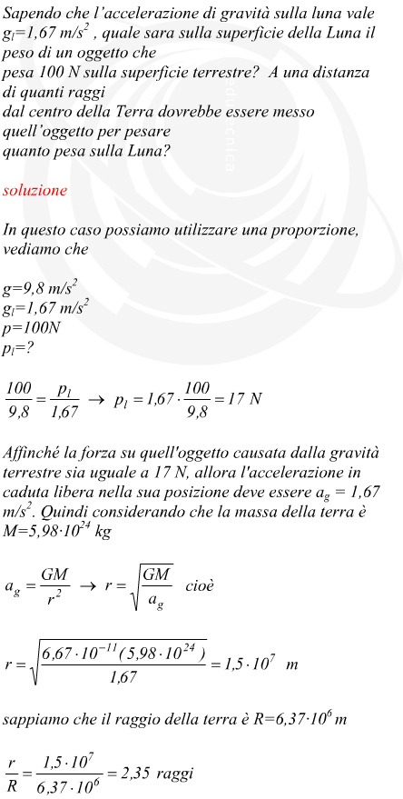 peso di un oggetto sulla luna