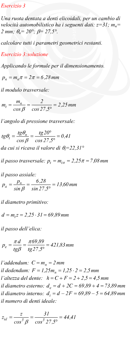dimensionamento di ruota dentata cilindrica a denti elicoidali