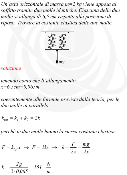 costante elastica di due molle in parallelo