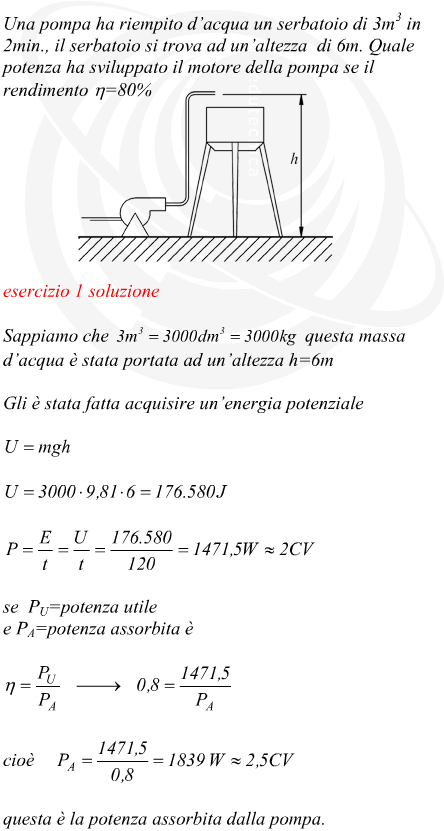 Potenza sviluppata da un motore dato il rendimento