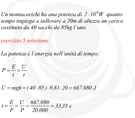 Tempo impiegato a sollevare un dato peso nota la potenza