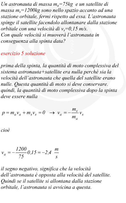 velocit di un astronauta conseguente ad una spinta